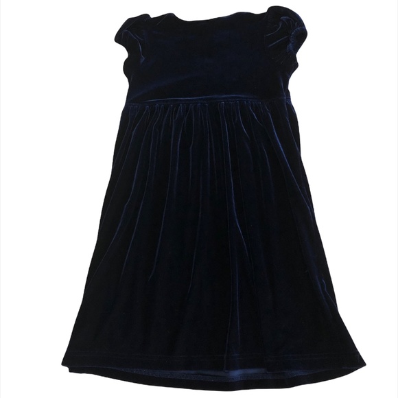 Rare Editions Navy Blue Velvet Velour Dress Floral Girls Size 6 - Picture 3 of 7